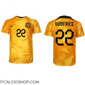 Olanda Denzel Dumfries #22 Prima Maglia Mondiali 2022 Manica Corta